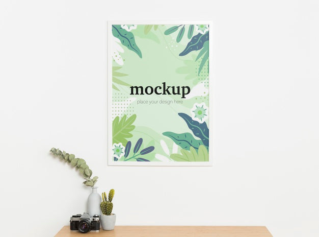 Free White Mock-Up Frame On White Wall Psd