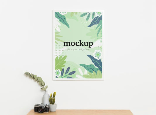 Free White Mock-Up Frame On White Wall Psd