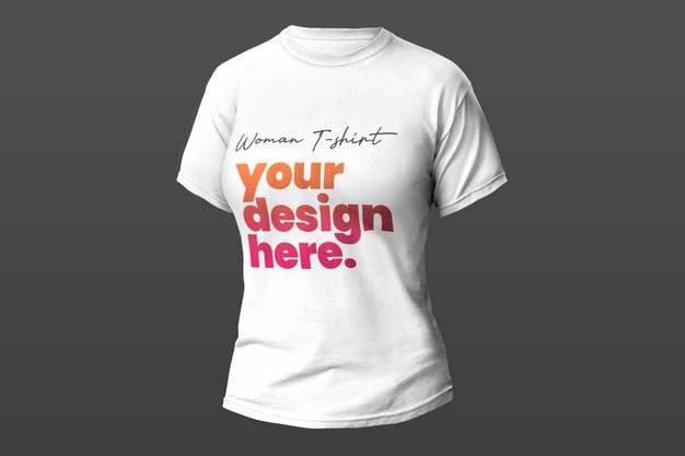 Free White Woman T-Shirt Mockup Psd