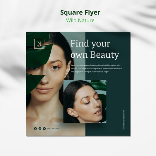 Free Wild Nature Concept Square Flyer Mock-Up Psd