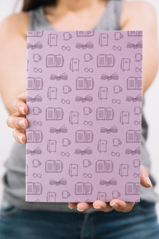 Free Woman Holding Book Cover Mockup Psd