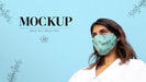Free Woman Wearing A Mock-Up Medical Mask Psd