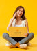 Free Woman With Laptop Mock-Up Psd
