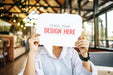 Free Woman'S Hand Hold Blank Speech Bubble Copy Space Psd Mockup Psd