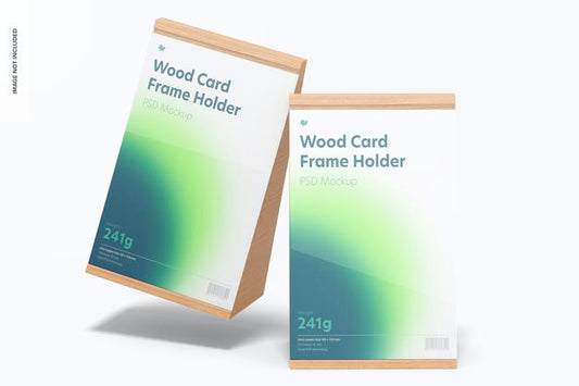 Free Wood Card Frame Holders Mockup, Falling Psd