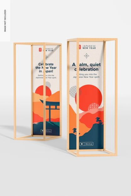 Free Wood Frame Installation Display Mockup, Front View Psd