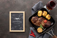 Free Wooden Board With Grilled Meat On Desk Psd