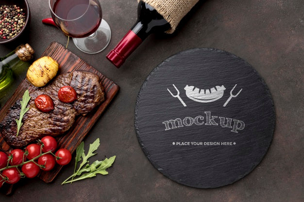 Free Wooden Board With Grilled Meat Psd