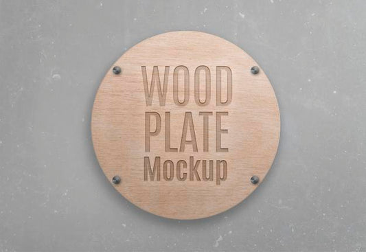 Free Wooden Plate Mockup Psd