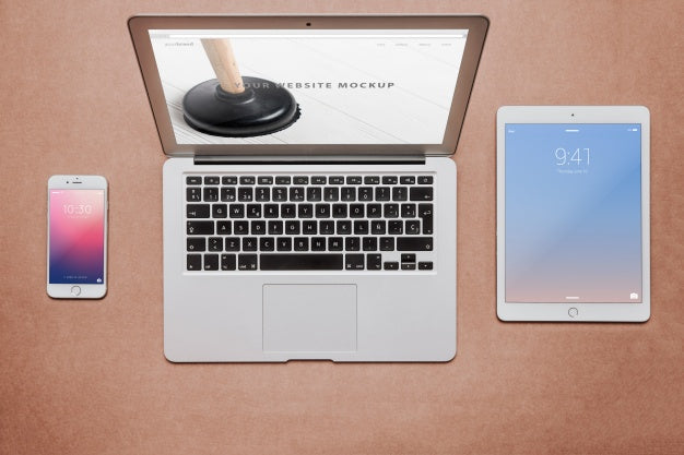 Free Workspace Concept With Different Devices Psd