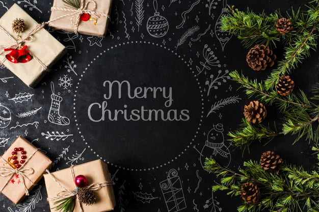 Free Wrapped Gifts For Christmas Eve On Table Psd
