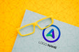 Free Yellow Frame Lens With Company Logo Name Psd