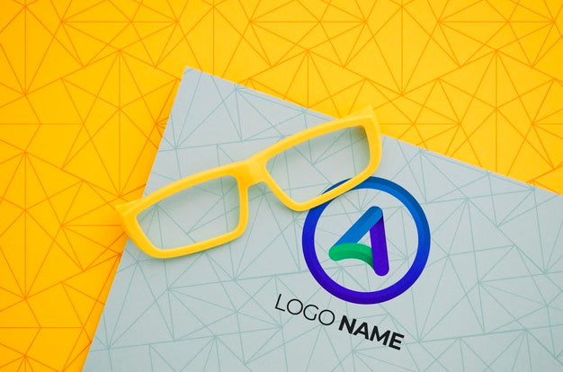 Free Yellow Frame Lens With Company Logo Name Psd