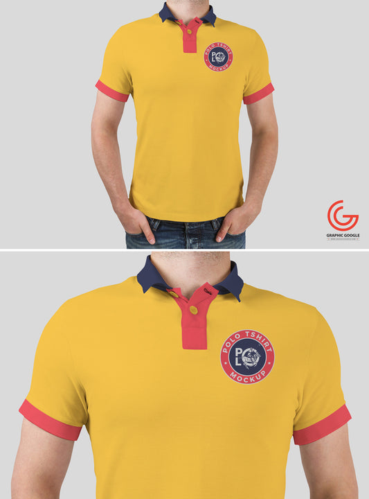 Free Young Man Wearing Polo T-Shirt Psd Mockup