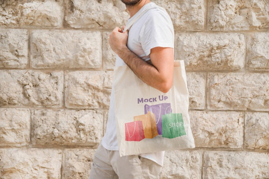 Free Young Man With Bag Mockup Psd