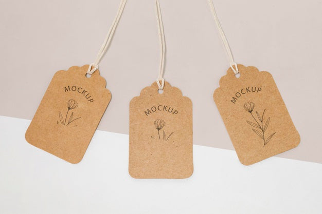 Free Zero Waste Price Tags Mock-Up Psd